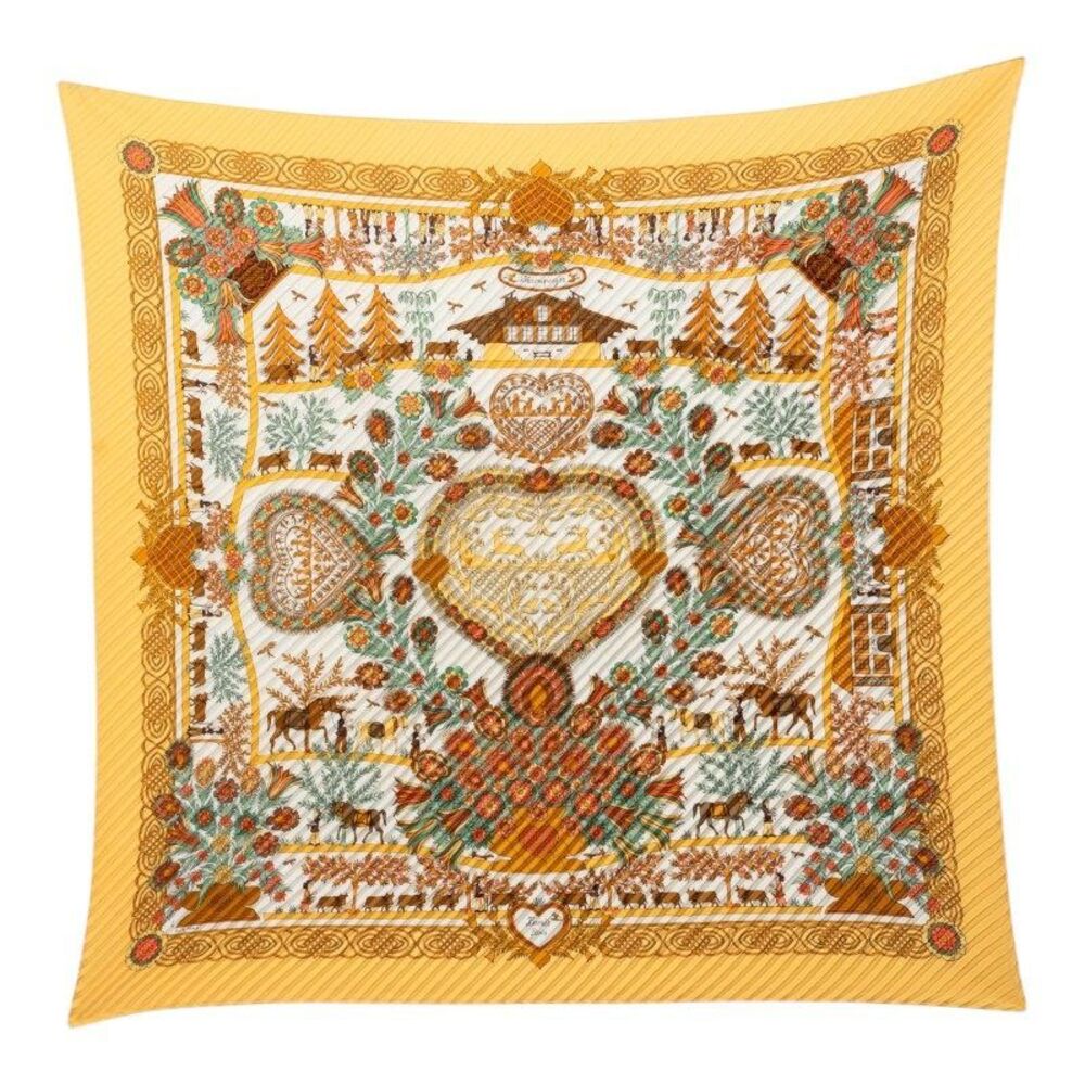 Hermes Carre90 Pleats Decoupages Silk Scarf